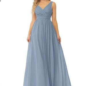 NWT Azazie Kora Bridesmaid Dress Dusty Blue 12